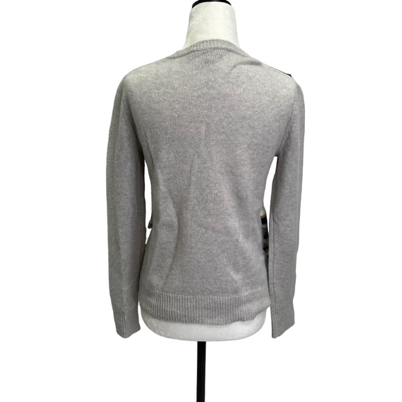 J. Crew 100% Wool Grey Long Sleeve Crew Neck Jewelled Fair Isle Sweater … - Picture 7 of 11